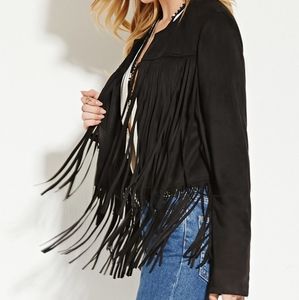 FOREVER 21 BLACK FRINGE JACKET